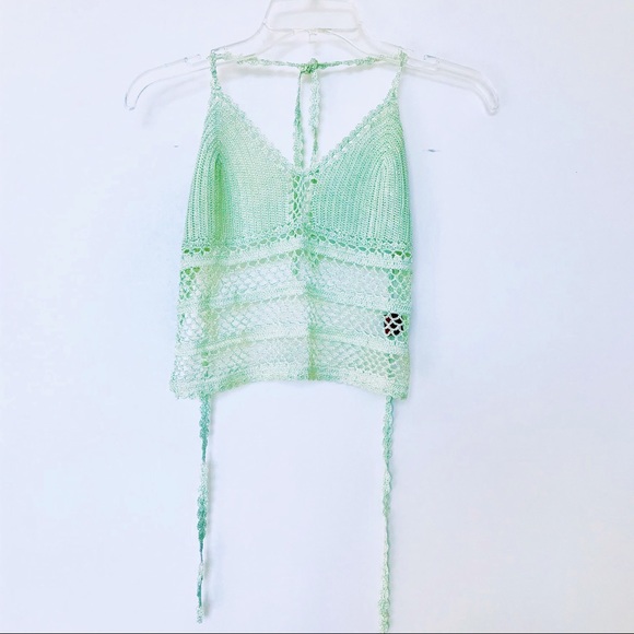 Knit Crop Top in mint green - Picture 1 of 5